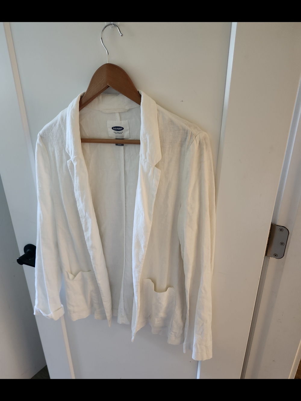 Old Navy Women's White Open-Front Linen Blend Blazer